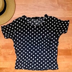 Forever 21 Black Polka Dot Crop Top With Pocket